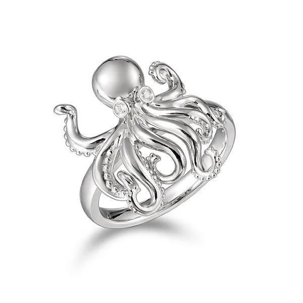 Ladies Rings with Pure Danburite-Sterling Silver Palau Octopus Ring by Alamea