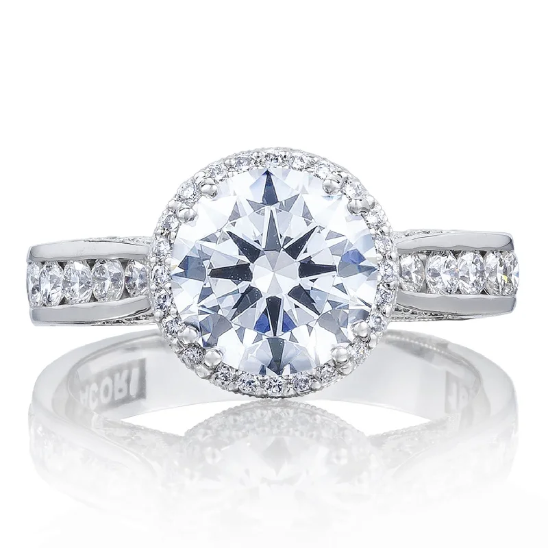 Ladies Engagement Rings Twisted Glow-Tacori 18K White Gold Dantela Diamond Engagement Ring 0.62ctw 2646-35RDR8W