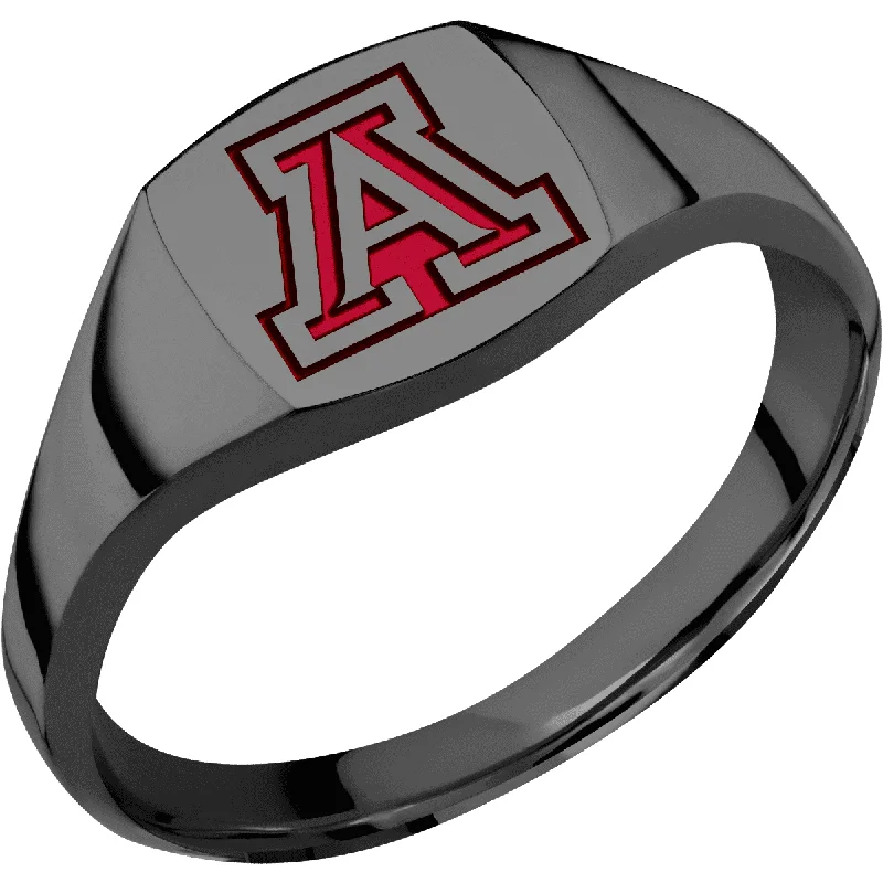 Ladies Rings with Olive Idocrase-University of Arizona Custom Collegiate Black Zirconium Signet Ring