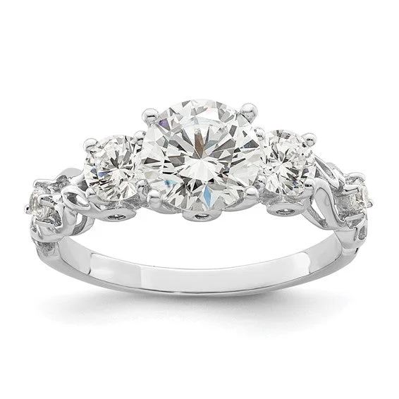 Ladies Rings for Doctor Shine-Sterling Silver Three Stone CZ Ring