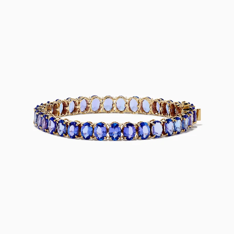 Ladies tender pink bracelets -Nahla Siri 14K Yellow Gold Tanzanite Tennis Bracelet