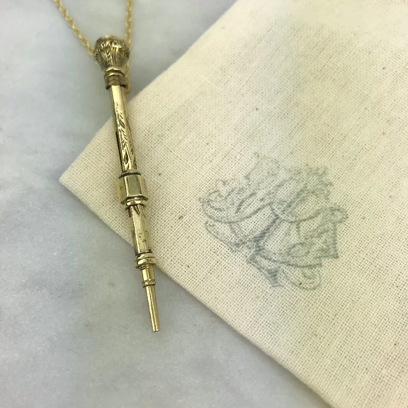 Radiant shine necklaces -Gold 19thC. Chatelaine Pencil Necklace