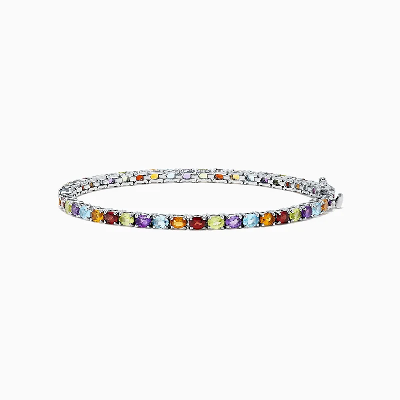 Ladies iridescent opal bracelets -Mosaic Sterling Silver Multi Gemstone Tennis Bracelet, 9.10 TCW