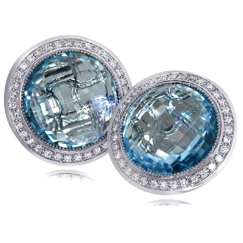 Ladies Earrings for Friend Glow-Gold Symbolica Earrings with Blue Topaz & Diamonds