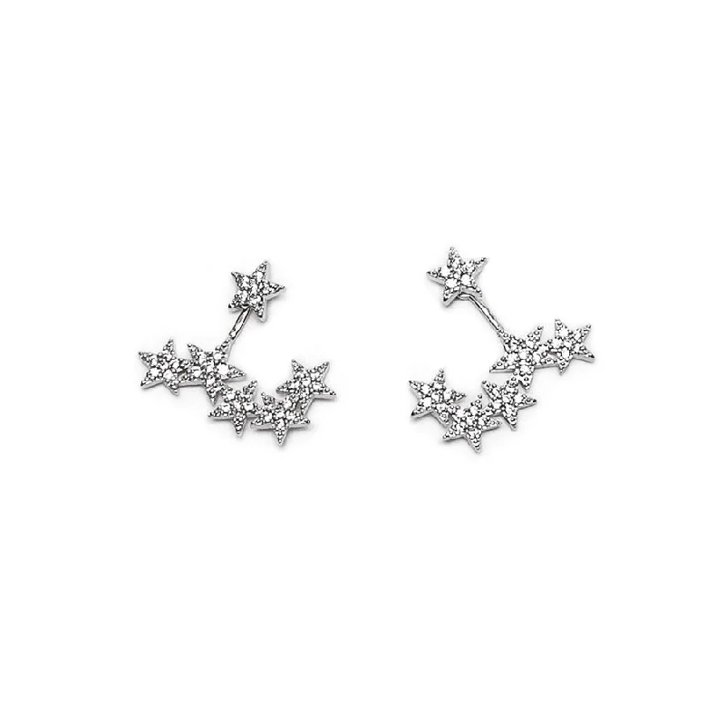 Ladies Earrings for Doctor Shine-Crystal Star Stud Earrings with Back Story of Stars