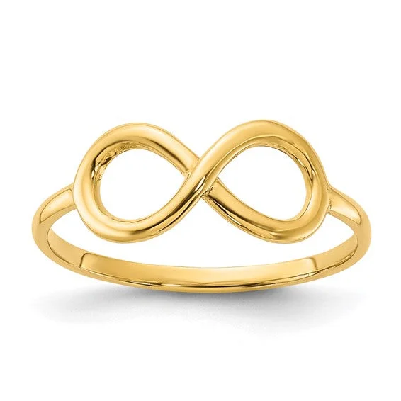 Ladies Rings with Green Emerald-14k Yellow Gold Solid Infinity Ring