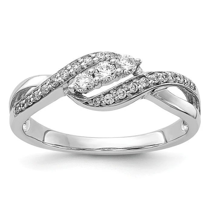 Ladies Rings for Student Shine-14K White Gold Diamond 0.25 CTW 3 Stone Center Infinity Twist Ring