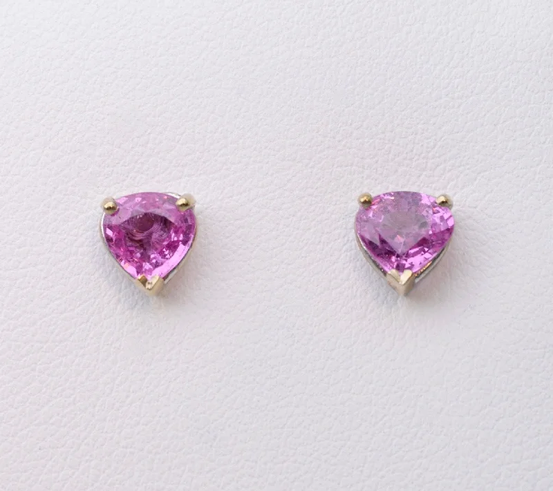 Ladies Earrings for Nurse Spark-Pink Sapphire Post Earrings in 14K White Gold