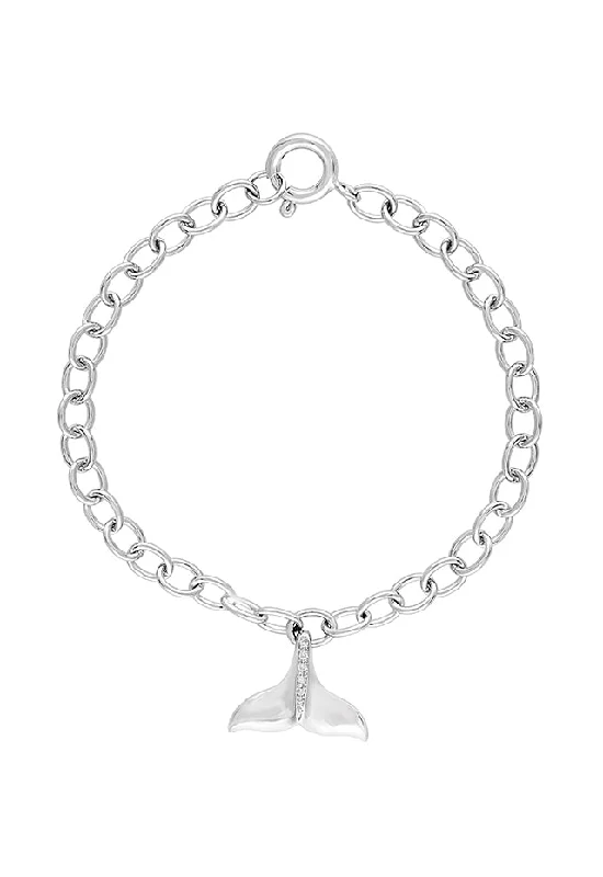 Ladies poised elegance bracelets -Seaside Sterling Silver Diamond Whale's Tail Bracelet, 0.07 TCW