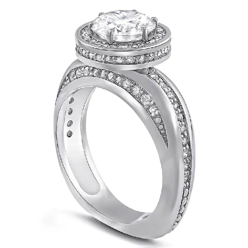 Ladies Engagement Rings with Idocrase Spark-Modern Sensuality Diamond Halo Hope Engagement Ring